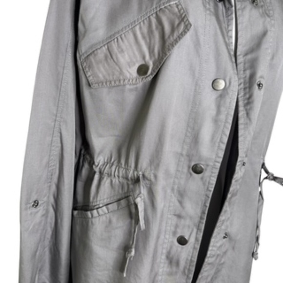 NWT Faded Glory Snap Front Drawstring Waist Tabbed Sleeve Gray Jacket Size L - Picture 5 of 11